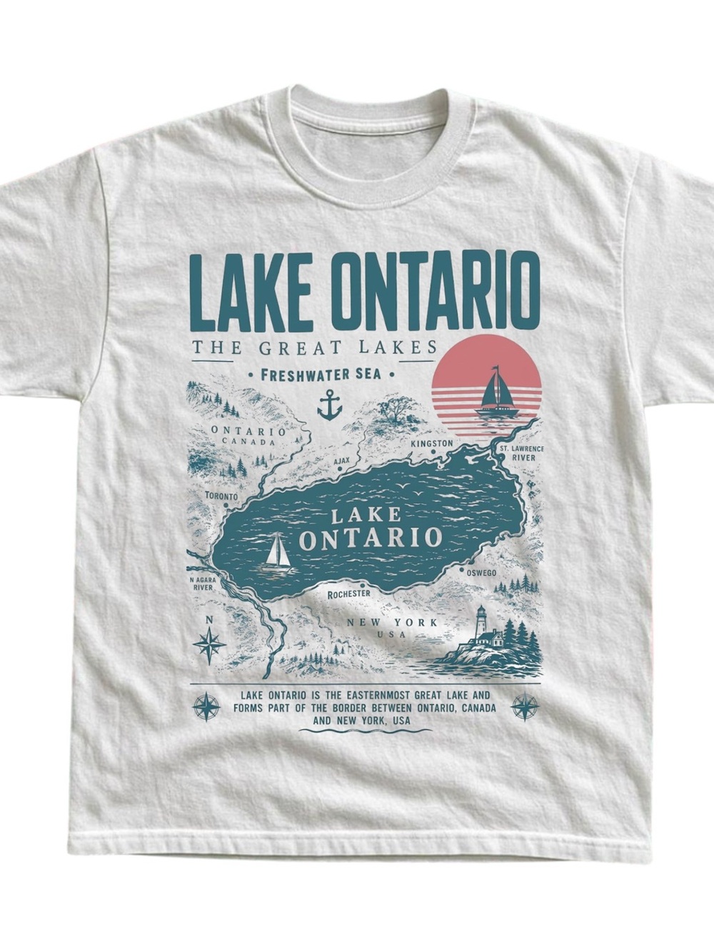 Lake Ontario Graphic Tee - Gift For Her, For Him